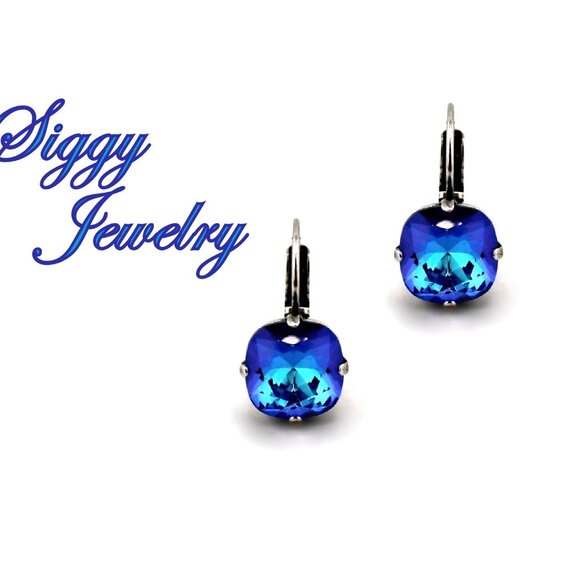 Burgundy Delite Cushion Cut Drop Earrings made with Genuine Premium Crystal - Picture 3 of 8